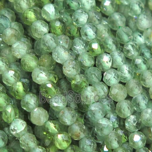 natural Green Apatite seed beads, faceted round