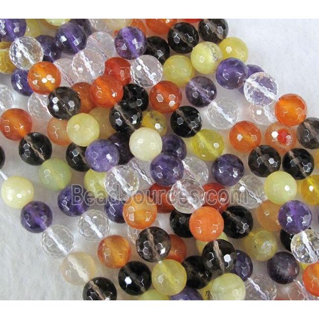 mixed gemstone beads, faceted round