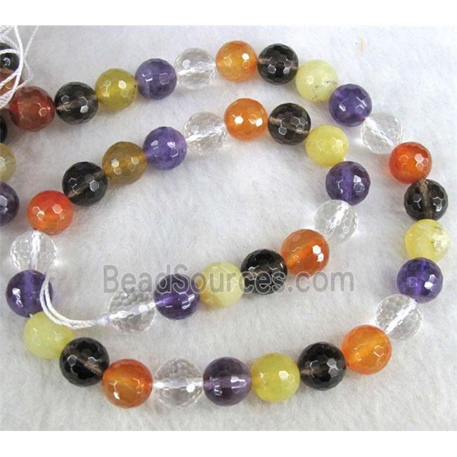 mixed gemstone beads, faceted round