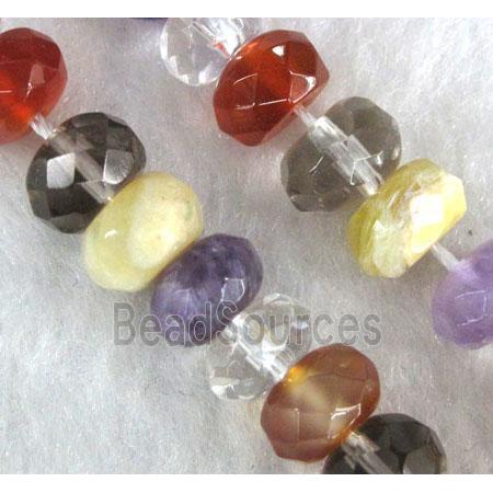 mixed gemstone beads, faceted rondelle, mixed color