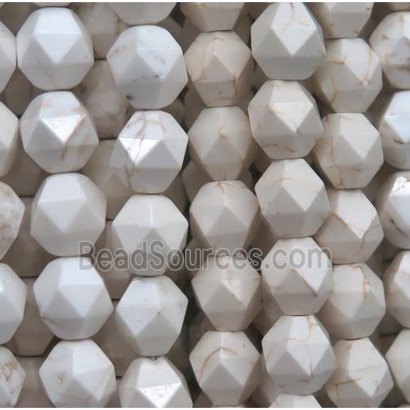 white turquoise ball bead, faceted round