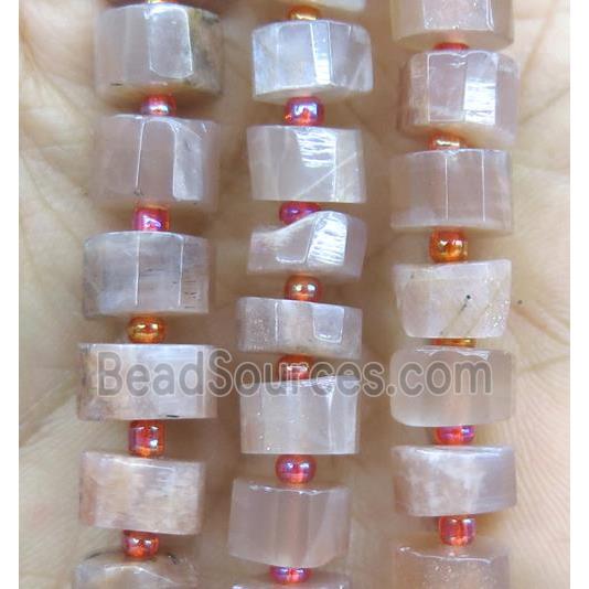 orange MoonStone beads, faceted heishi