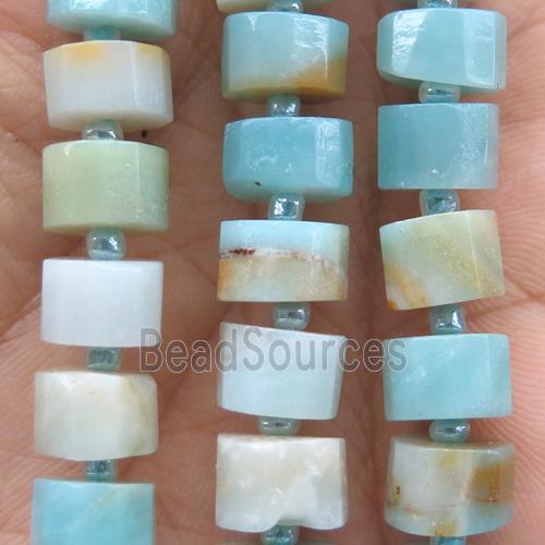 Amazonite bead, faceted heishi