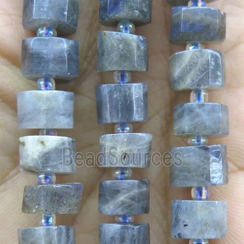 Labradorite bead, faceted heishi