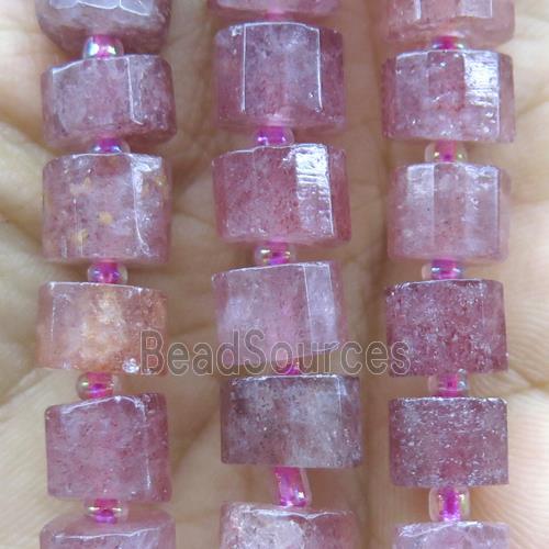 Strawberry Quartz beads, faceted heishi