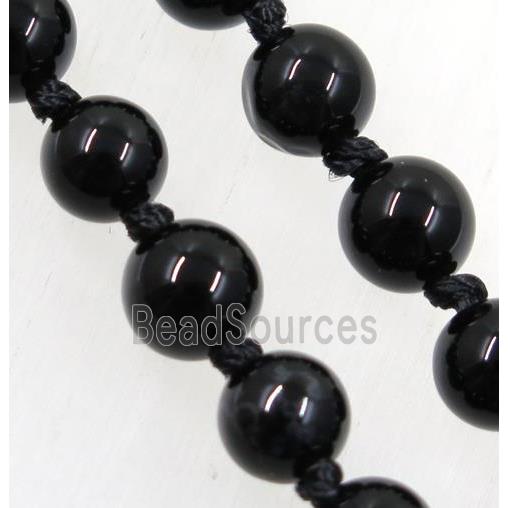 round black Onyx Agate knot Necklace Chain