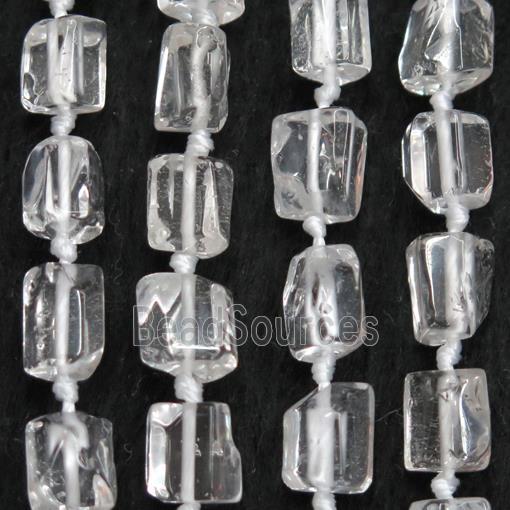 Clear Quartz chip bead, tube, polished