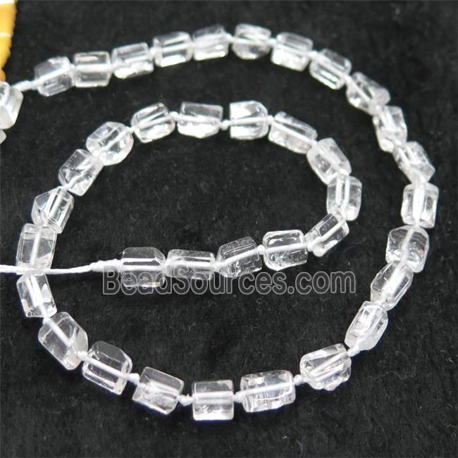 Clear Quartz chip bead, tube, polished