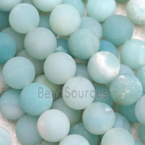 blue Amazonite round beads, matte