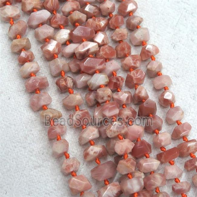 pink SunStone beads, faceted freeform