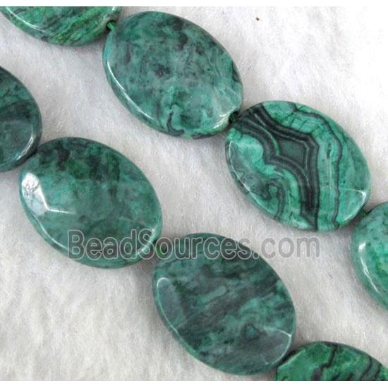 Natural Green Picture Jasper Oval Beads Faceted Dye