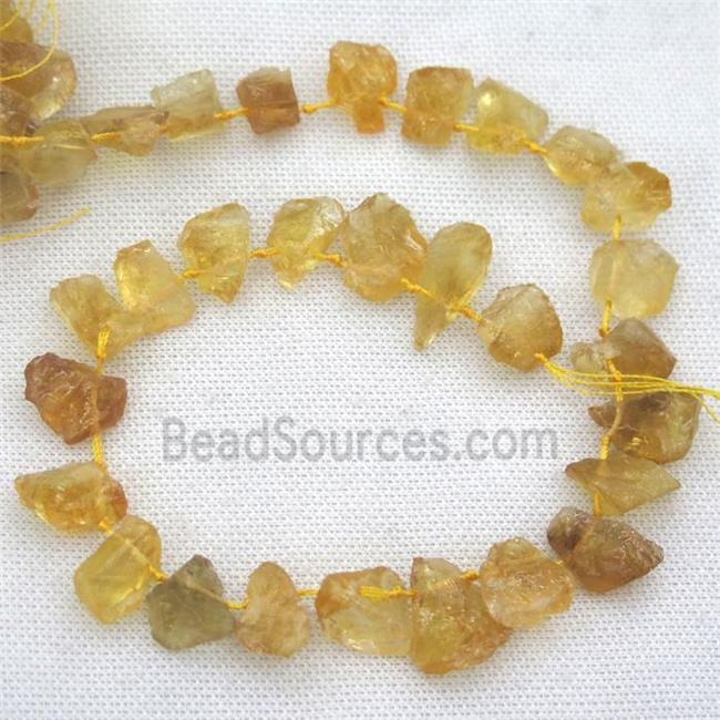 rough Citrine beads, top drilled, freeform, yellow