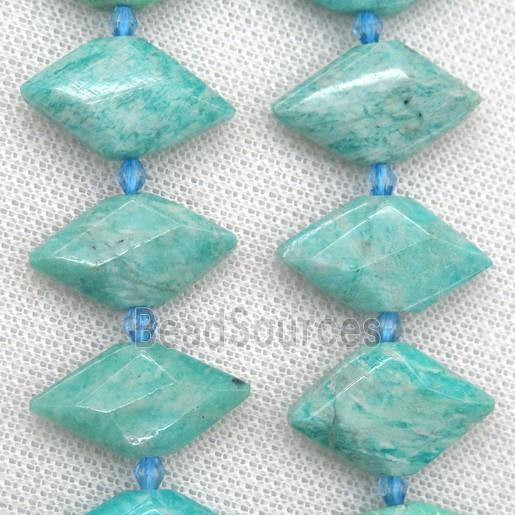 blue Amazonite bead, faceted bullet