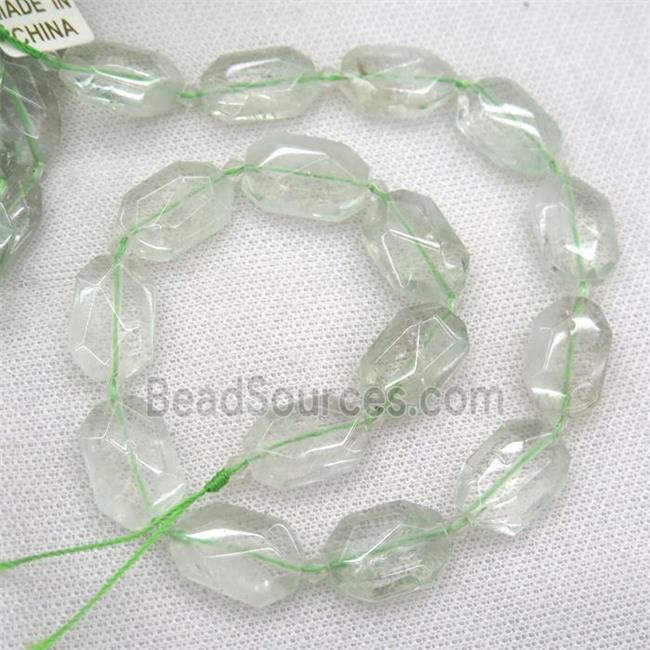 natural green quartz beads, faceted rectangle