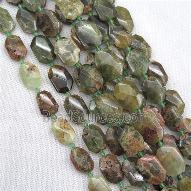 green Garnet beads, faceted rectangle