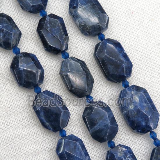 blue Sodalite beads, faceted rectangle