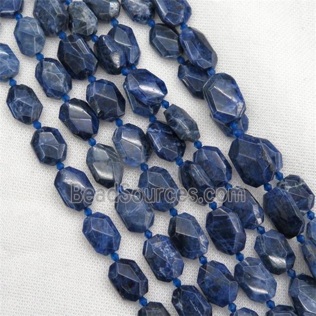 blue Sodalite beads, faceted rectangle