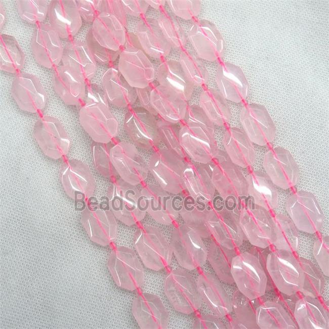 Rose Quartz beads, pink, faceted rectangle