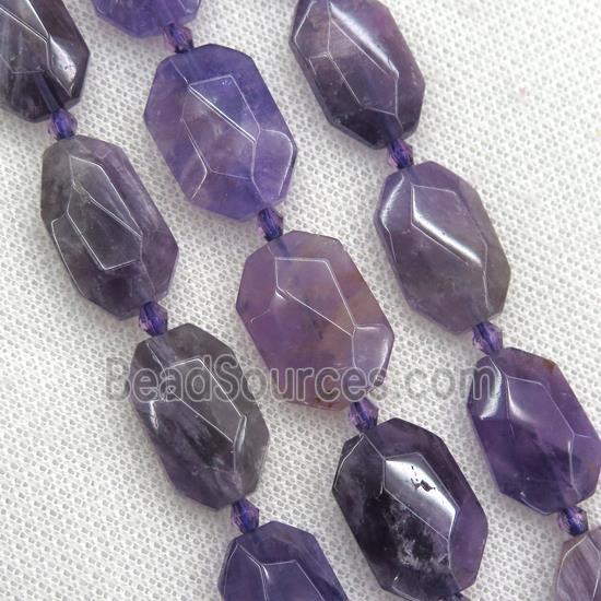 purple Amethyst beads, faceted rectangle