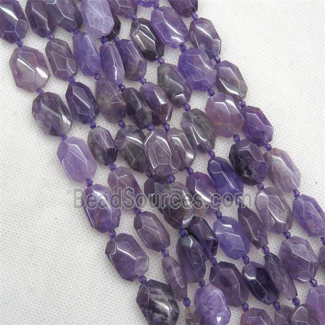 purple Amethyst beads, faceted rectangle