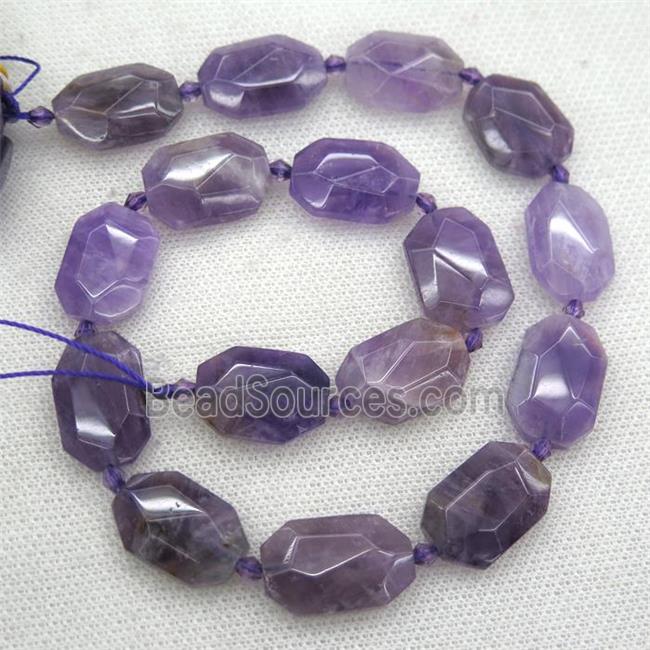 purple Amethyst beads, faceted rectangle