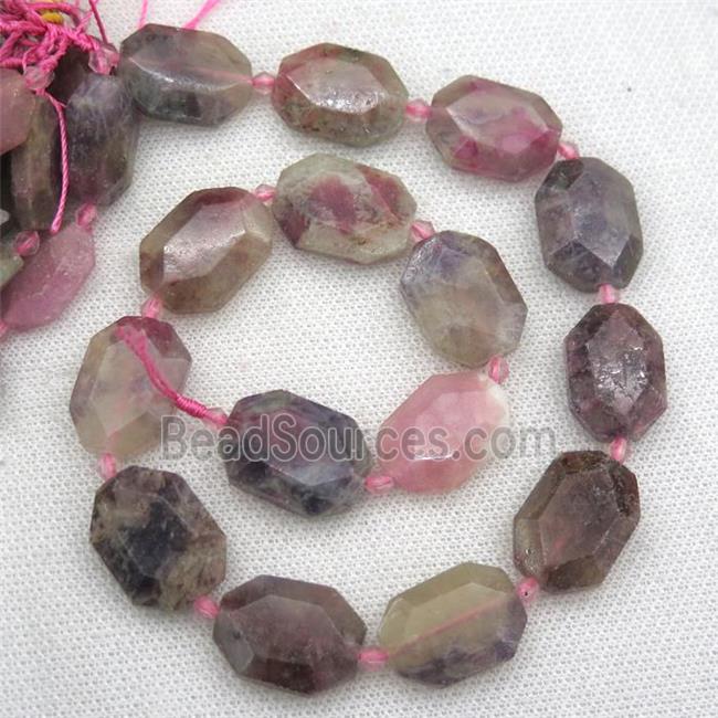 Tourmaline beads, faceted rectangle