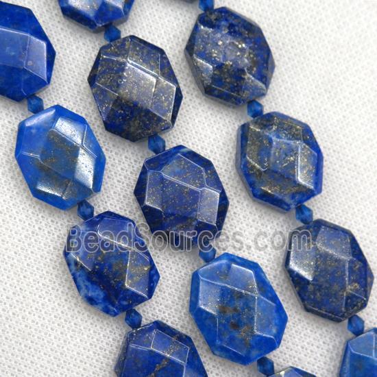 blue Lapis Lazuli beads, faceted rectangle