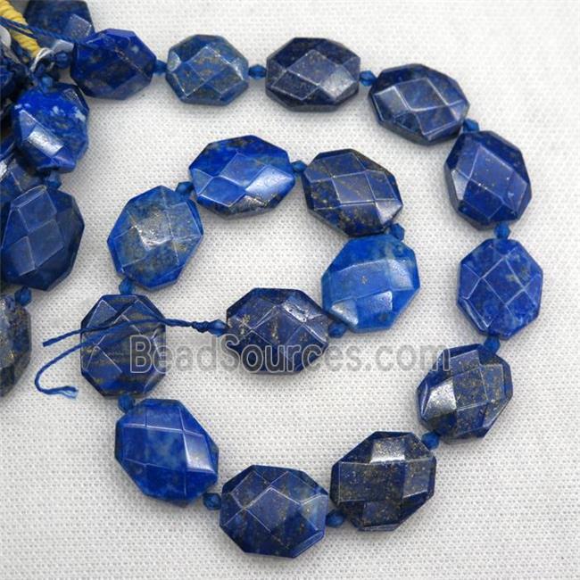 blue Lapis Lazuli beads, faceted rectangle