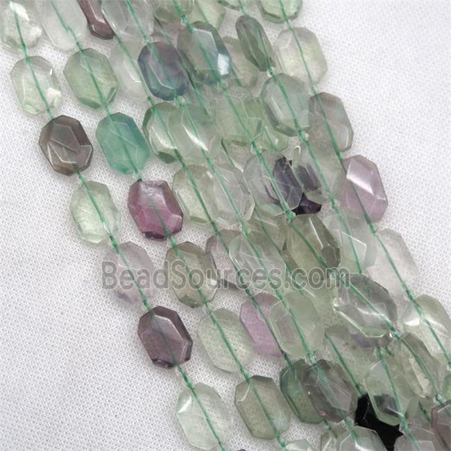 green Fluorite beads, faceted rectangle