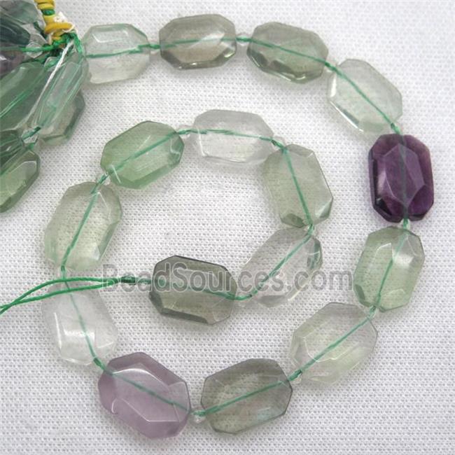 green Fluorite beads, faceted rectangle