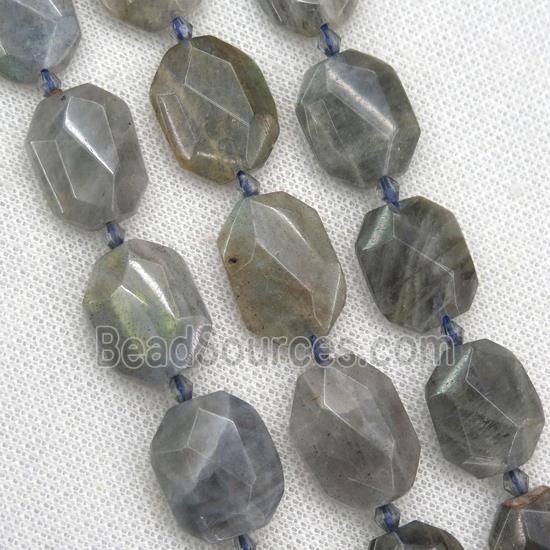 Labradorite beads, faceted rectangle