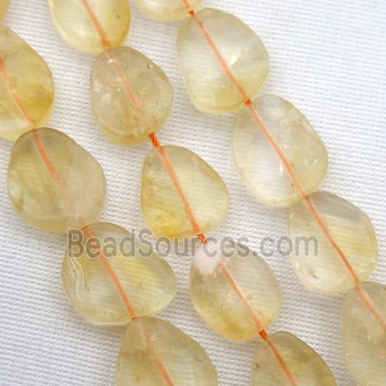 yellow Citrine beads, matte, freeform