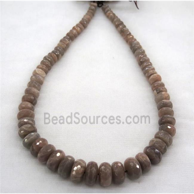 gray MoonStone collar beads, faceted rondelle