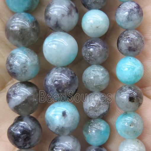 Madagascar Black Amazonite beads, round