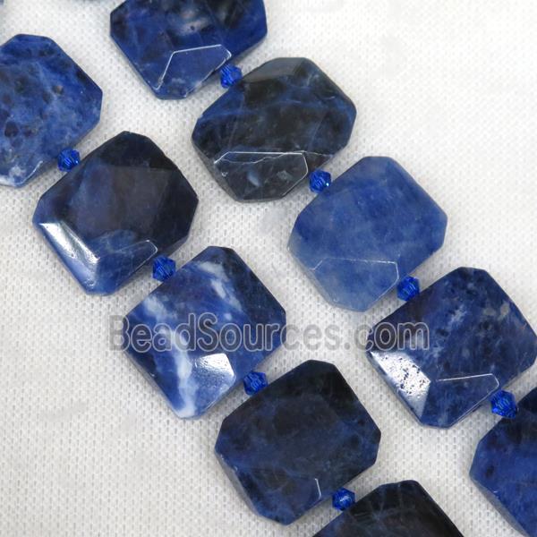 blue Sodalite nugget beads, faceted rectangle