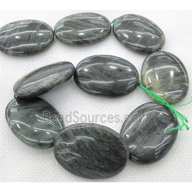 natural Seraphinite bead, flat oval