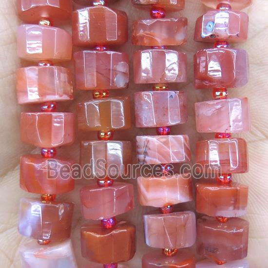 red Agate Carnelian beads, faceted heishi