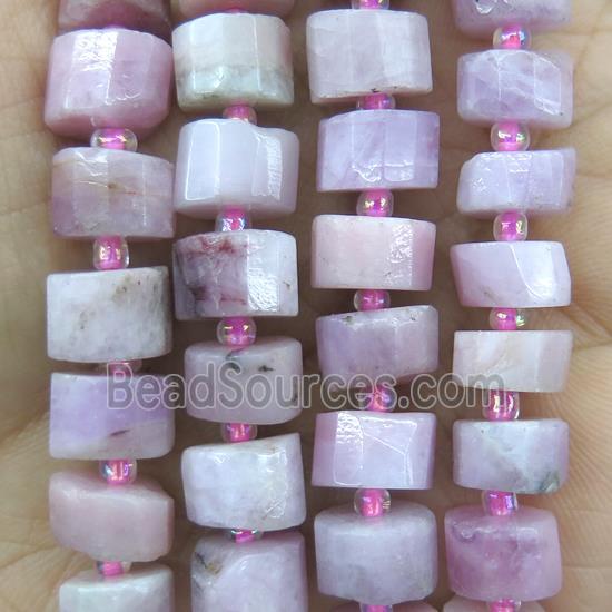 Kunzite beads, faceted heishi