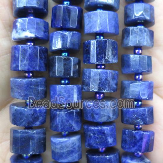 blue Sodalite beads, faceted heishi