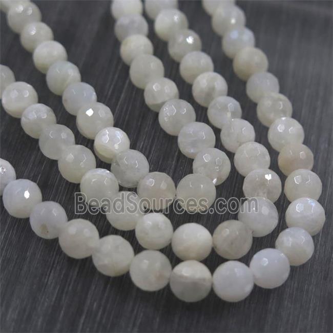 faceted round white MoonStone beads