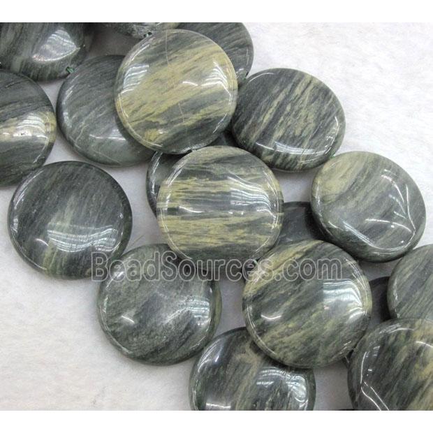 natural Seraphinite beads, flat round