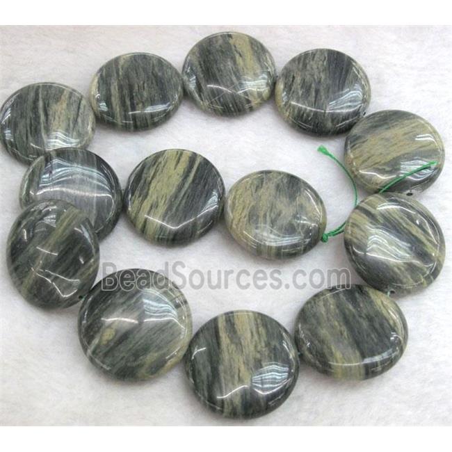 natural Seraphinite beads, flat round