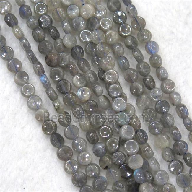 labradorite bead, flat round