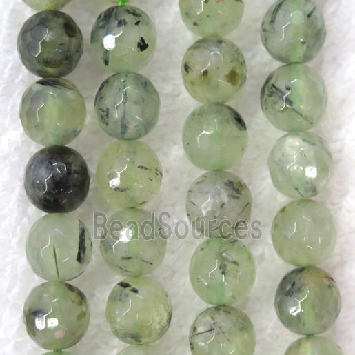 green Prehnite beads, faceted round