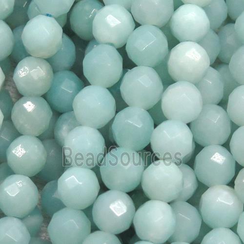 faceted round Amazonite beads ball, blue