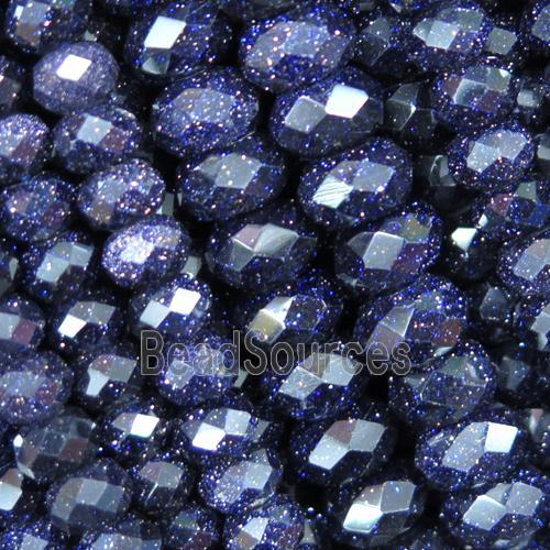 blue sandStone beads, faceted rondelle