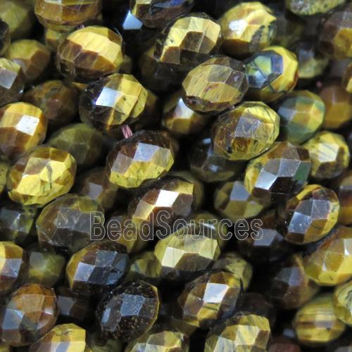 natural tiger eye stone beads, faceted rondelle