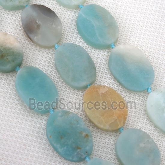 blue Amazonite beads, rough oval