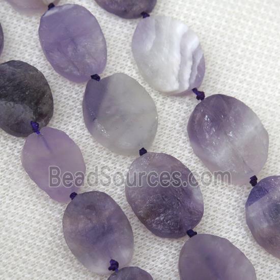 Dog teeth Amethyst beads, rough oval