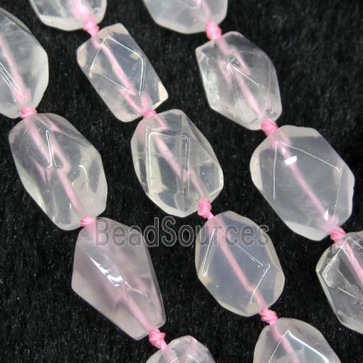 Rose Quartz chip bead, faceted freeform